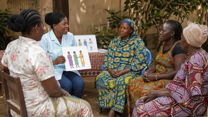 Illustration of a community health discussion